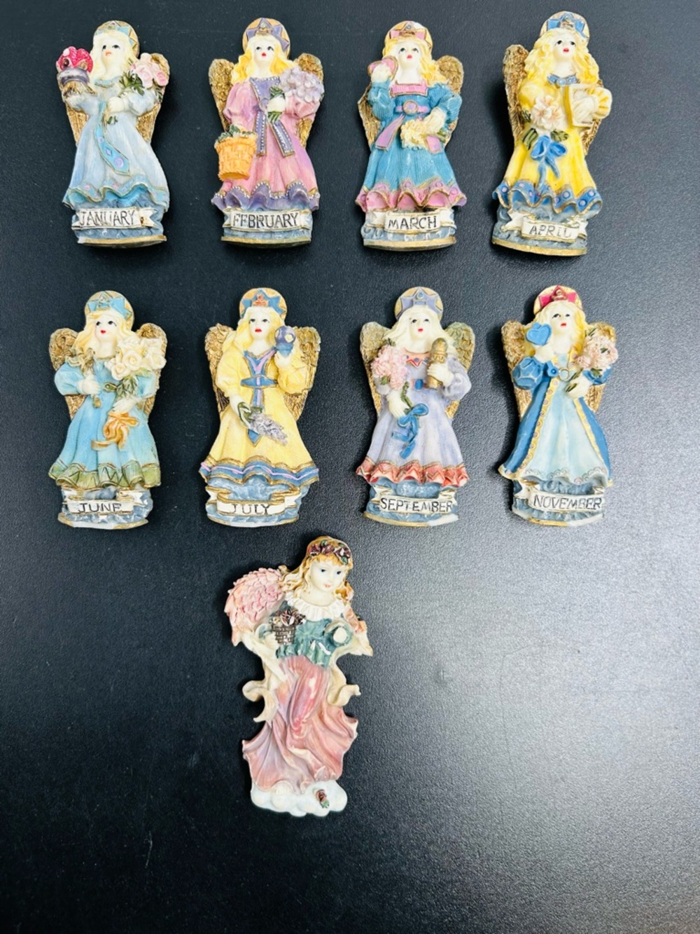 Hand-Painted Angel Month Figurine Set - Multicolor